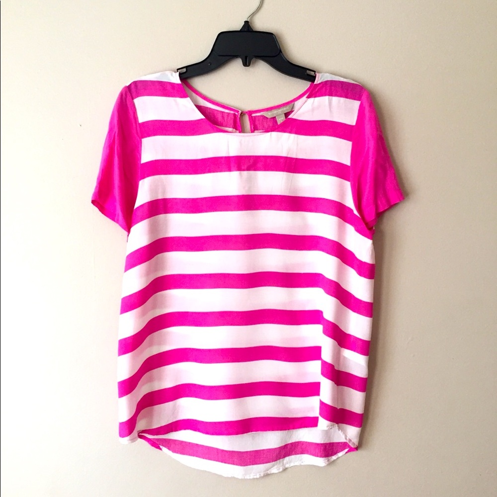 Banana Republic Pink/White Striped Flowy Top